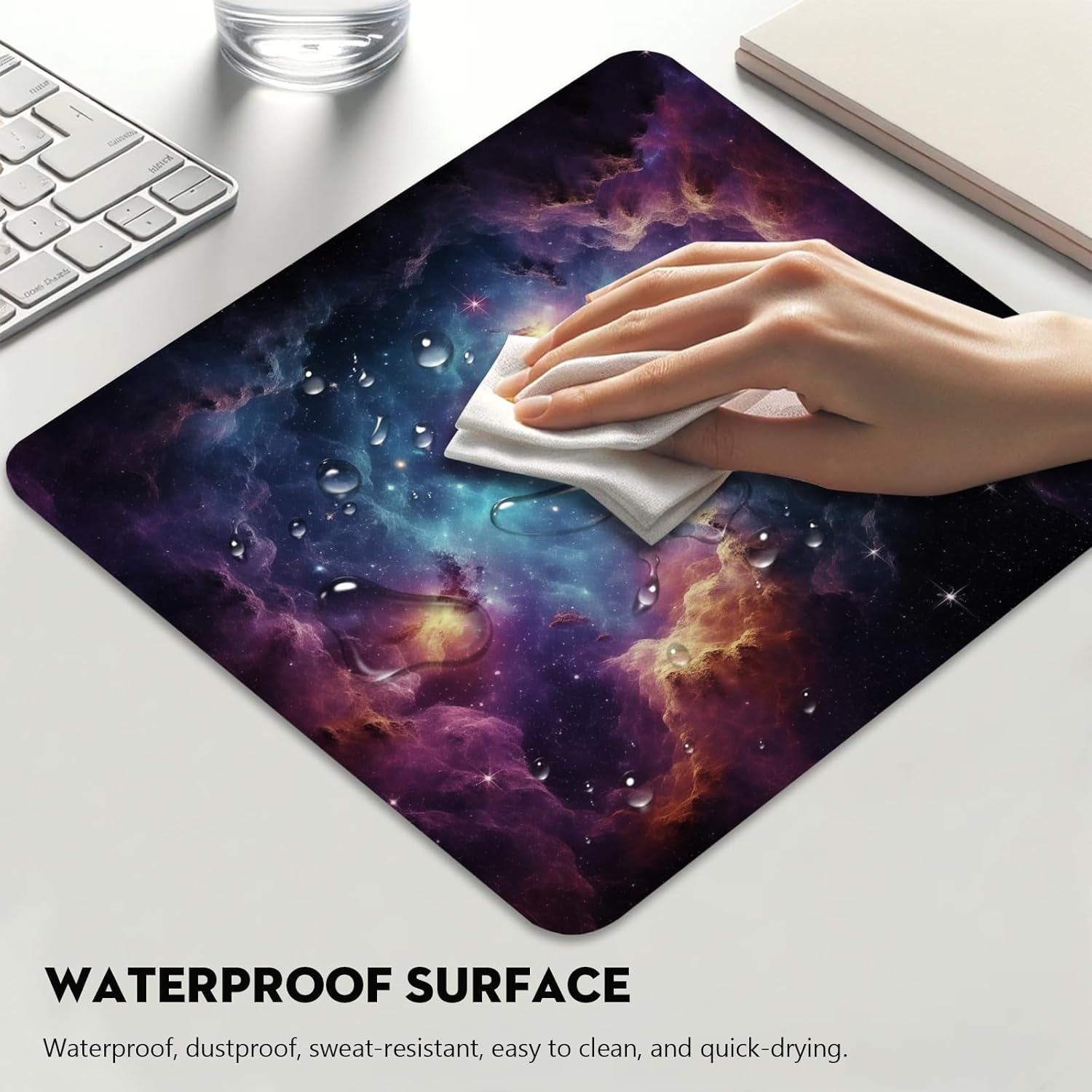 Galactic Nebula Starscape Mouse Pad - Explore the Universe from Your Desk, Stitched Edges Non-Slip Rubber Base Mouse Pads for Computers Laptop