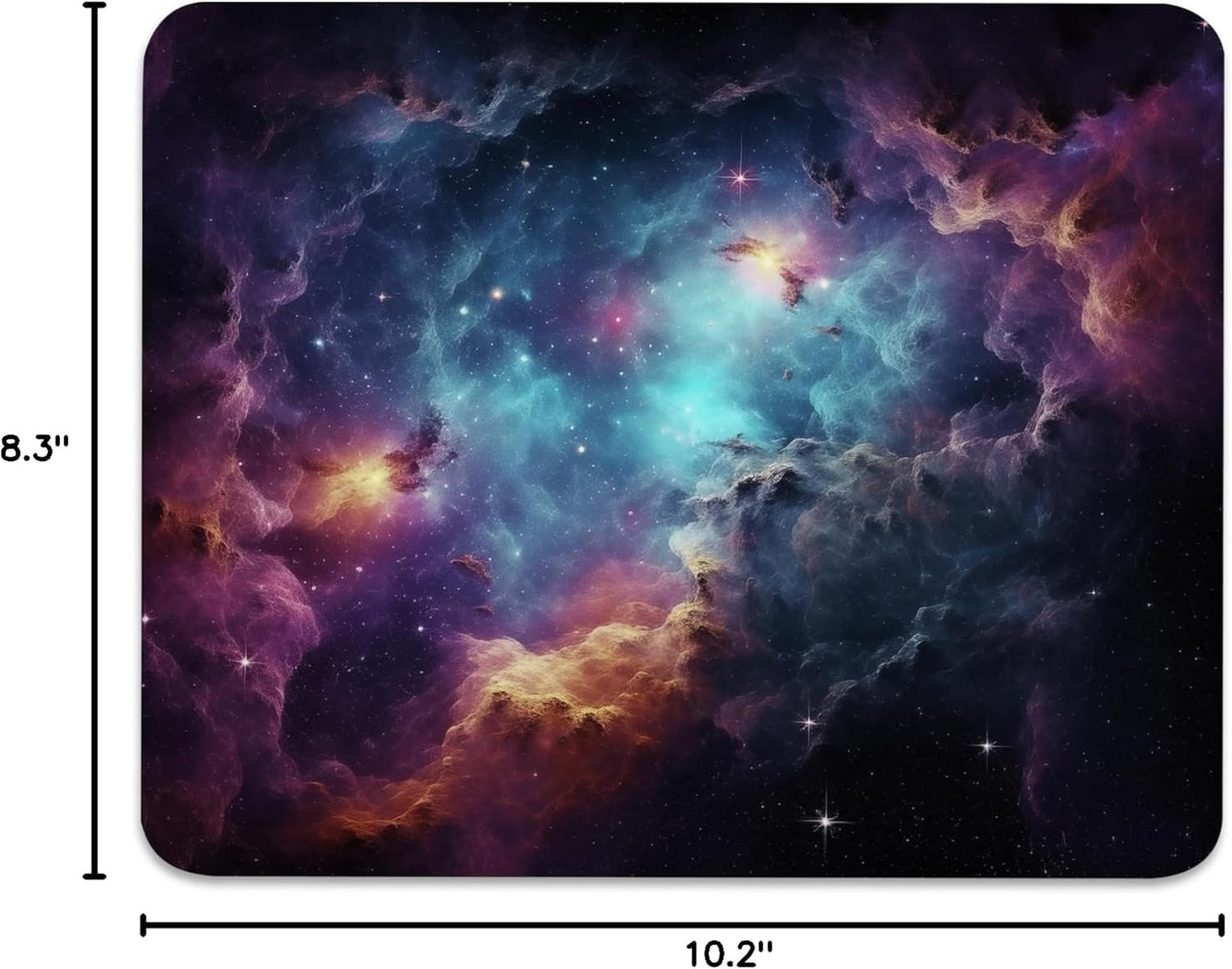 Galactic Nebula Starscape Mouse Pad - Explore the Universe from Your Desk, Stitched Edges Non-Slip Rubber Base Mouse Pads for Computers Laptop