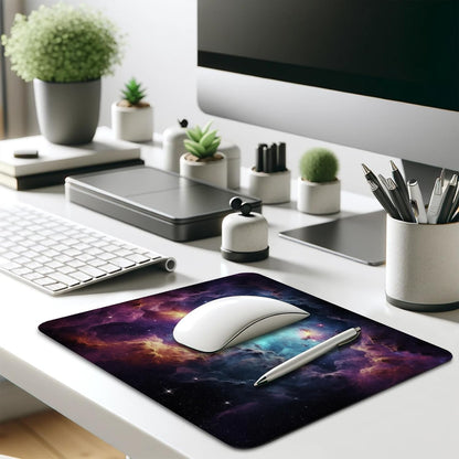 Galactic Nebula Starscape Mouse Pad - Explore the Universe from Your Desk, Stitched Edges Non-Slip Rubber Base Mouse Pads for Computers Laptop