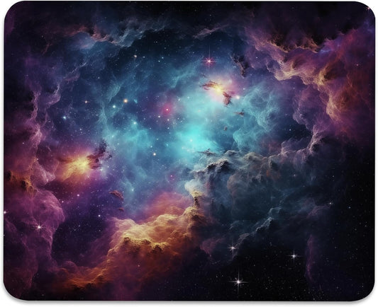 Galactic Nebula Starscape Mouse Pad - Explore the Universe from Your Desk, Stitched Edges Non-Slip Rubber Base Mouse Pads for Computers Laptop