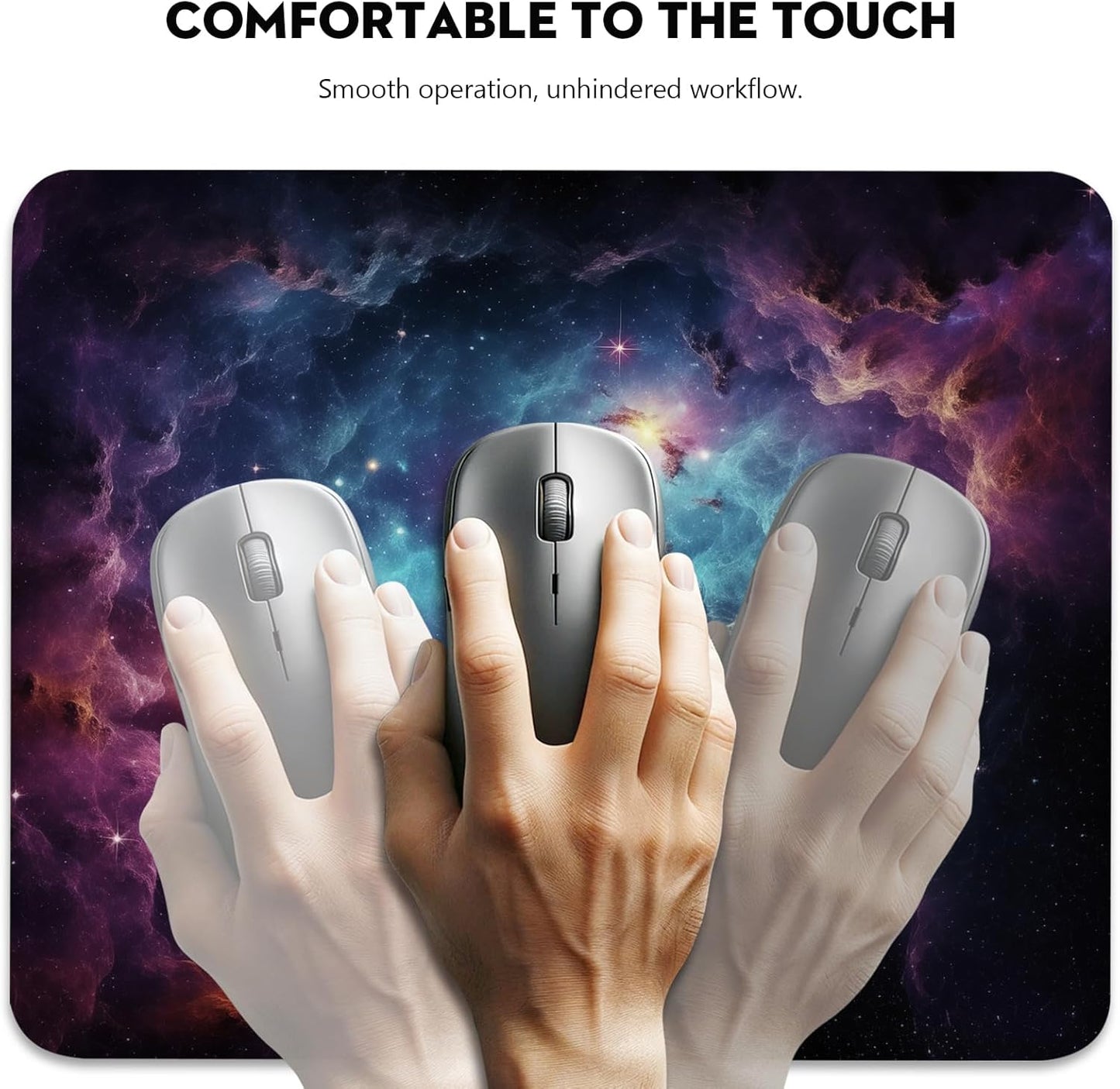 Galactic Nebula Starscape Mouse Pad - Explore the Universe from Your Desk, Stitched Edges Non-Slip Rubber Base Mouse Pads for Computers Laptop