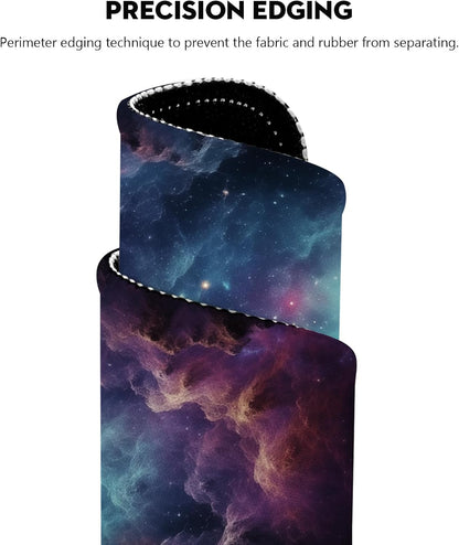 Galactic Nebula Starscape Mouse Pad - Explore the Universe from Your Desk, Stitched Edges Non-Slip Rubber Base Mouse Pads for Computers Laptop